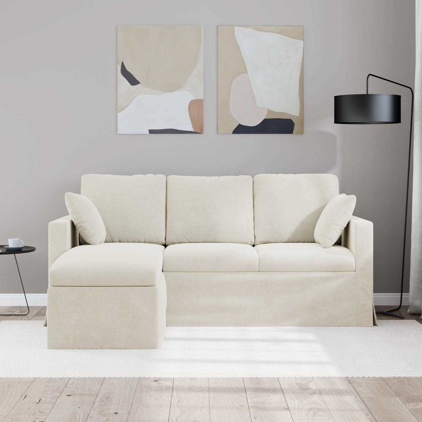 vidaXL Καναπές Κρεμ 178 x 134 x 80 εκ Βελούδο