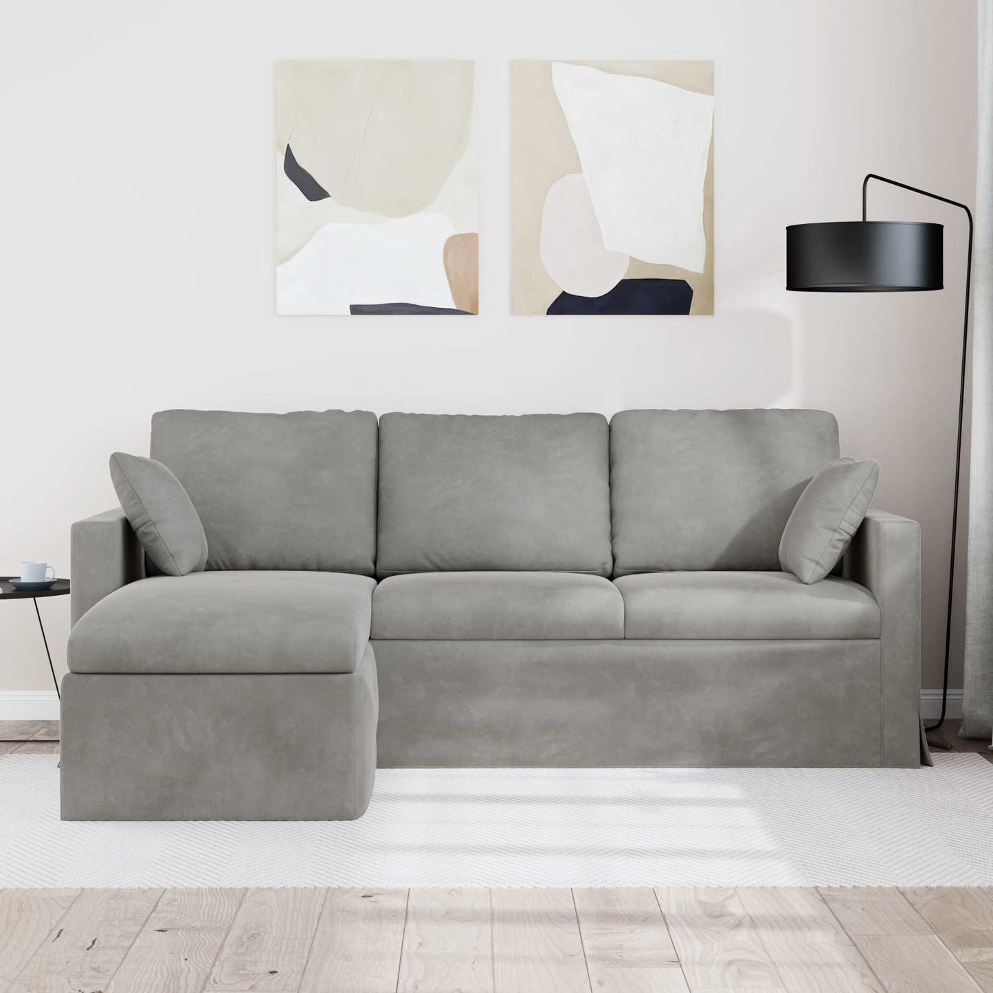 vidaXL Καναπές Ανοιχτό γκρι 198 x 134 x 80 εκ Βελούδο