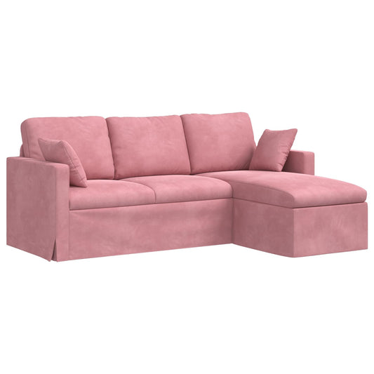 vidaXL Καναπές Ροζ 198 x 134 x 80 εκ Βελούδο