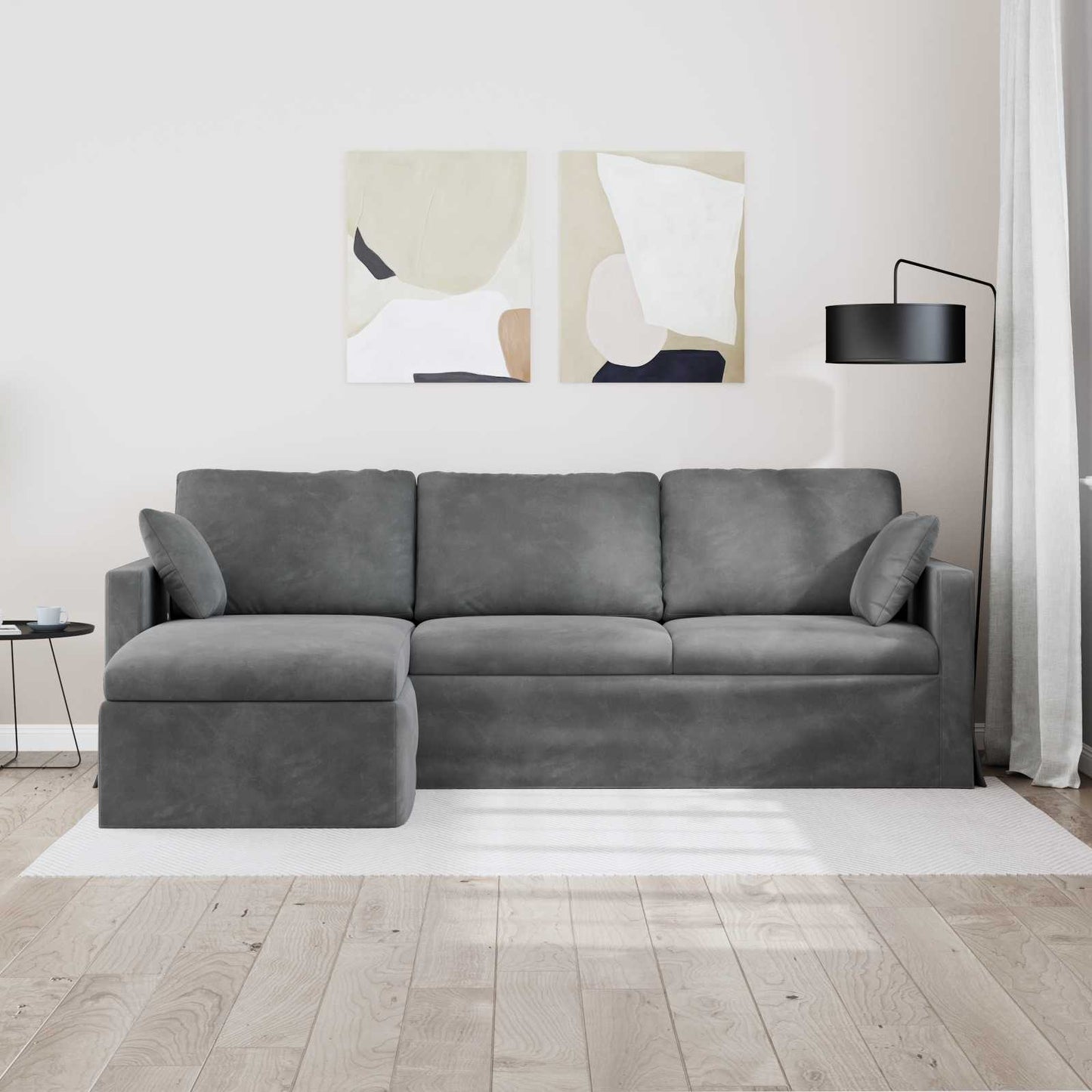 vidaXL Καναπές Σκούρο Γκρι 228 x 134 x 80 εκ Βελούδο