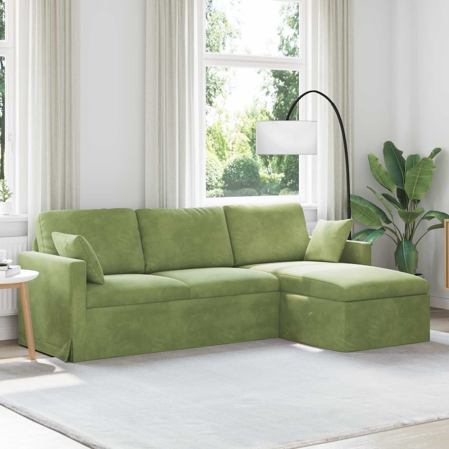 vidaXL Καναπές Ανοιχτό Πράσινο 228 x 134 x 80 εκ Βελούδο