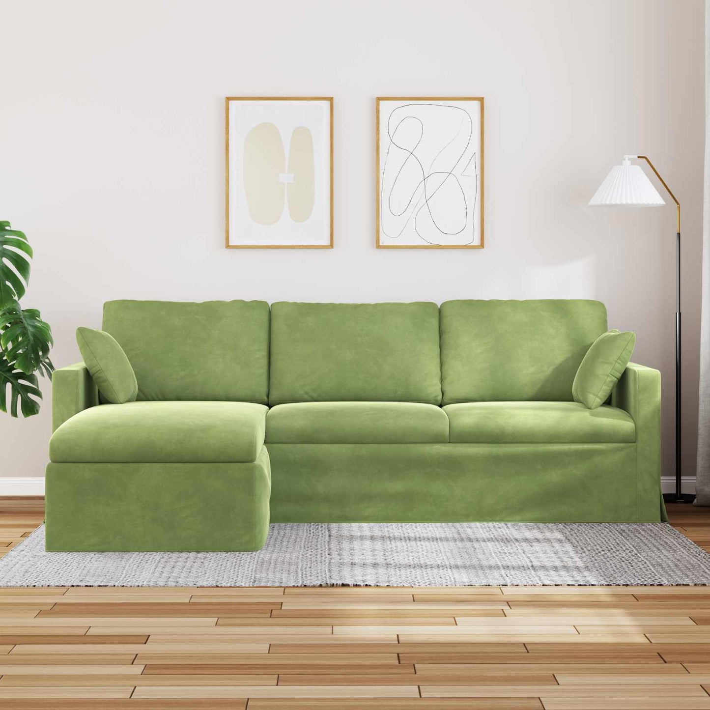 vidaXL Καναπές Ανοιχτό Πράσινο 228 x 134 x 80 εκ Βελούδο