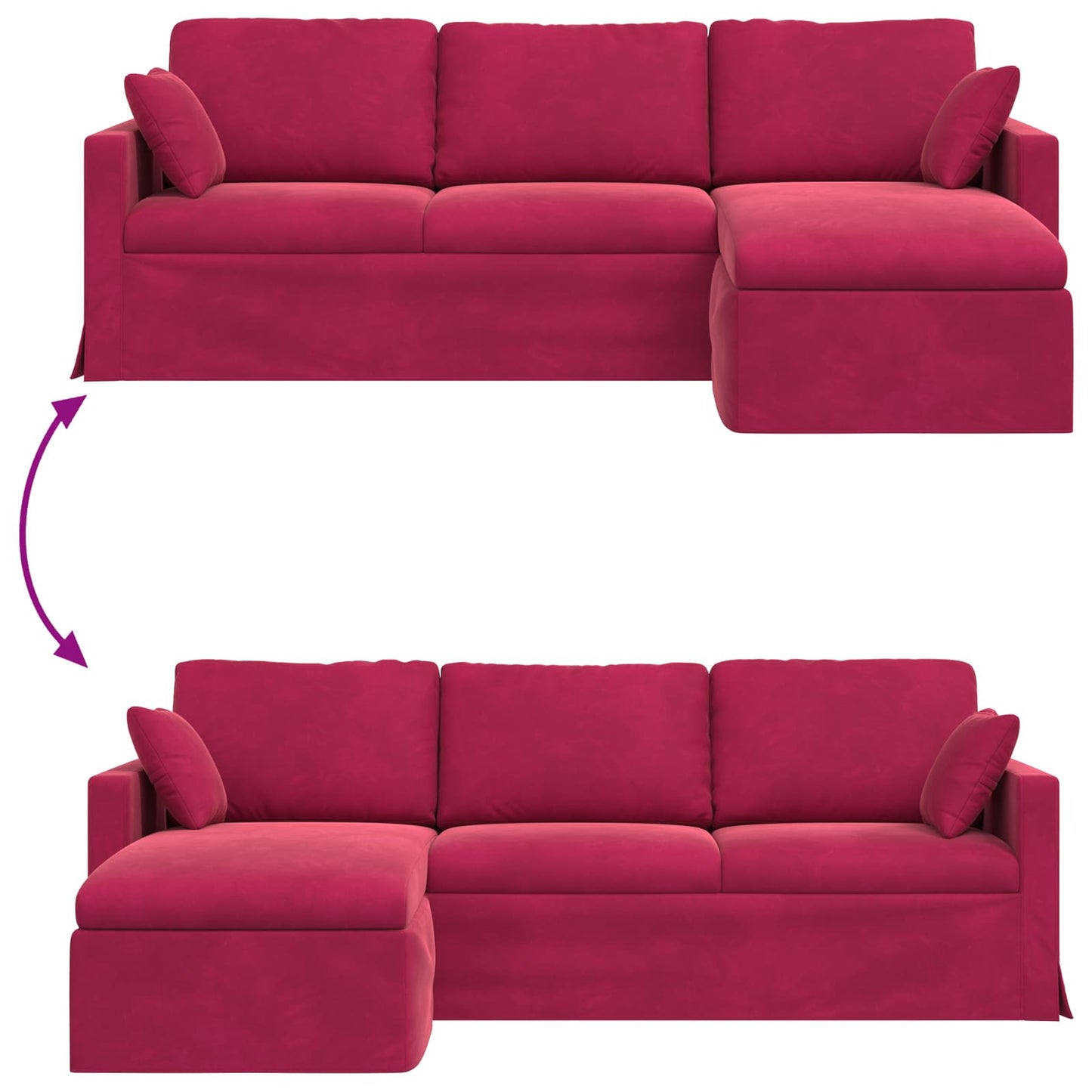 vidaXL Καναπές Κόκκινο 228 x 134 x 80 εκ Βελούδο