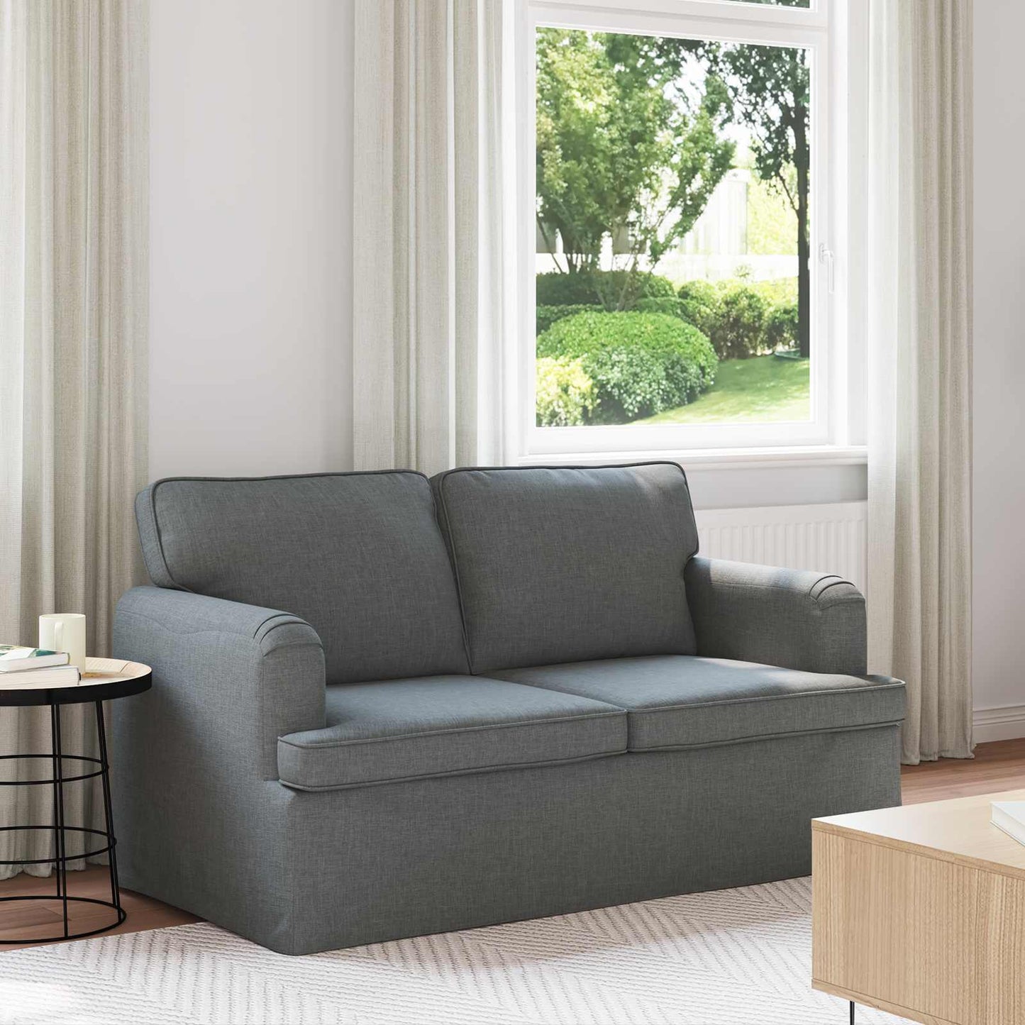 vidaXL Καναπές Σκούρο Γκρι 144 x 80 x 85 εκ ύφασμα