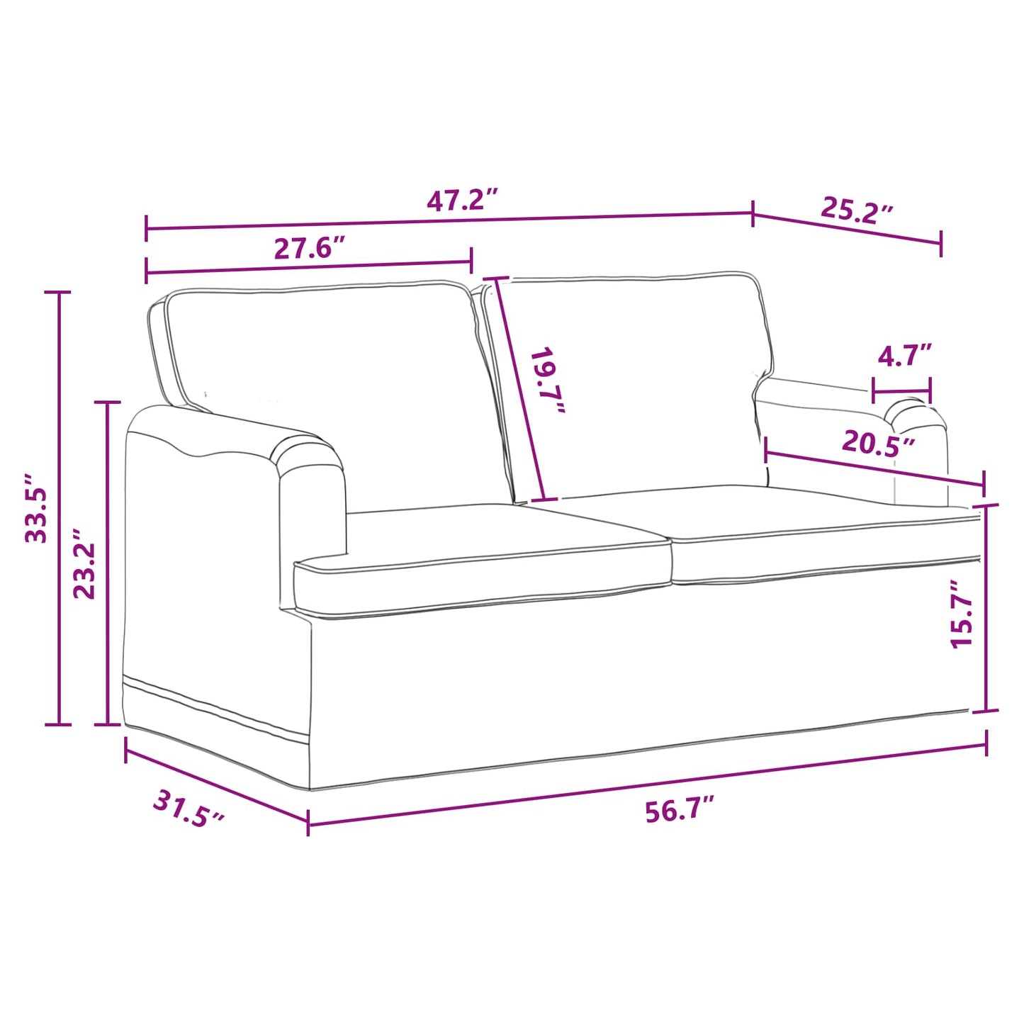 vidaXL Καναπές Σκούρο Γκρι 144 x 80 x 85 εκ ύφασμα