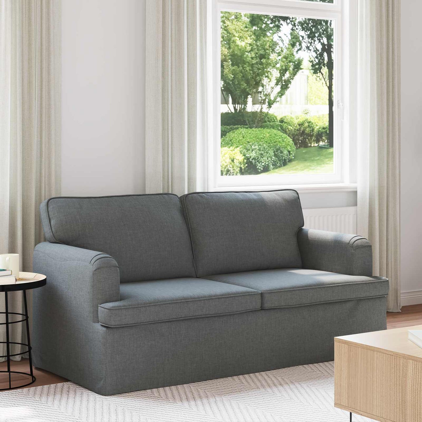 vidaXL Καναπές Σκούρο Γκρι 142 x 80 x 85 εκ ύφασμα
