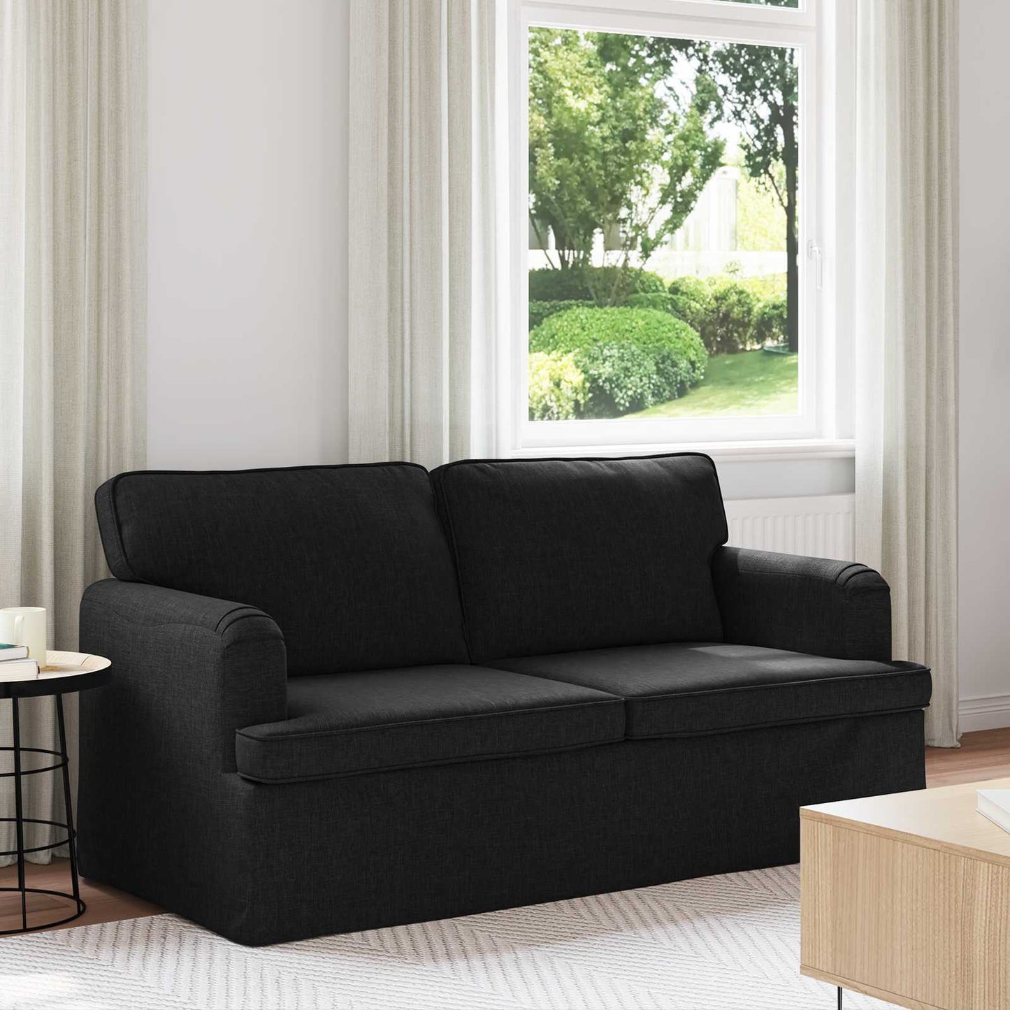 vidaXL Καναπές Μαύρο 142 x 80 x 85 εκ ύφασμα