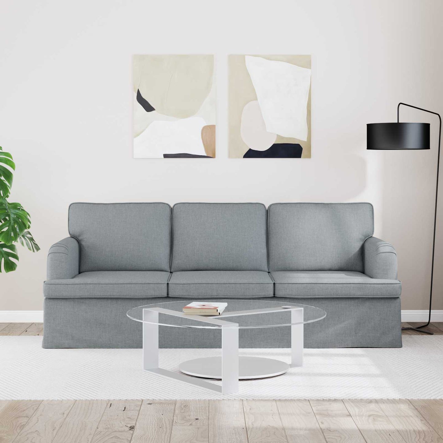 vidaXL Καναπές Ανοιχτό γκρι 201 x 80 x 85 εκ ύφασμα