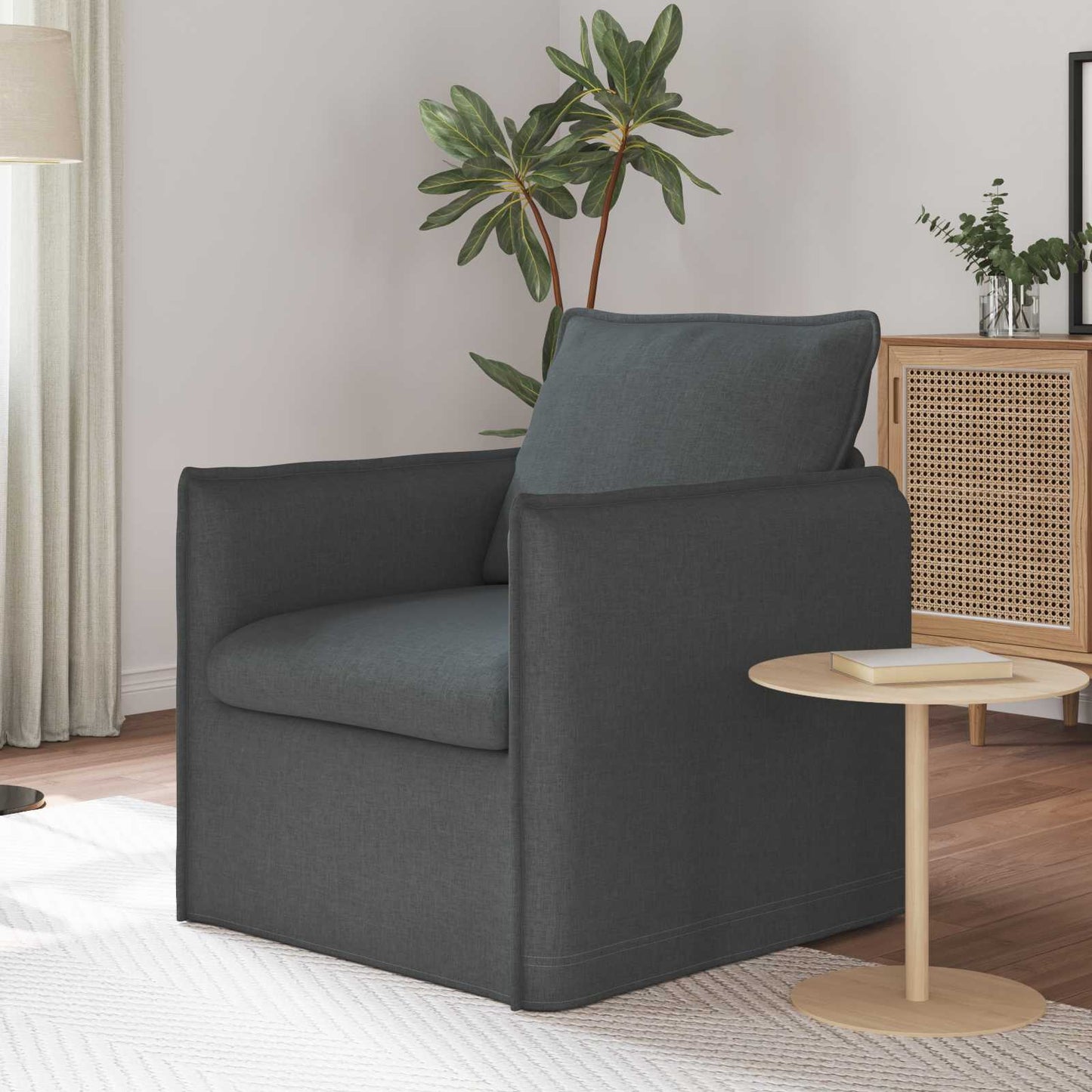 vidaXL Καναπές Σκούρο Γκρι 195 x 82 x 85 εκ ύφασμα