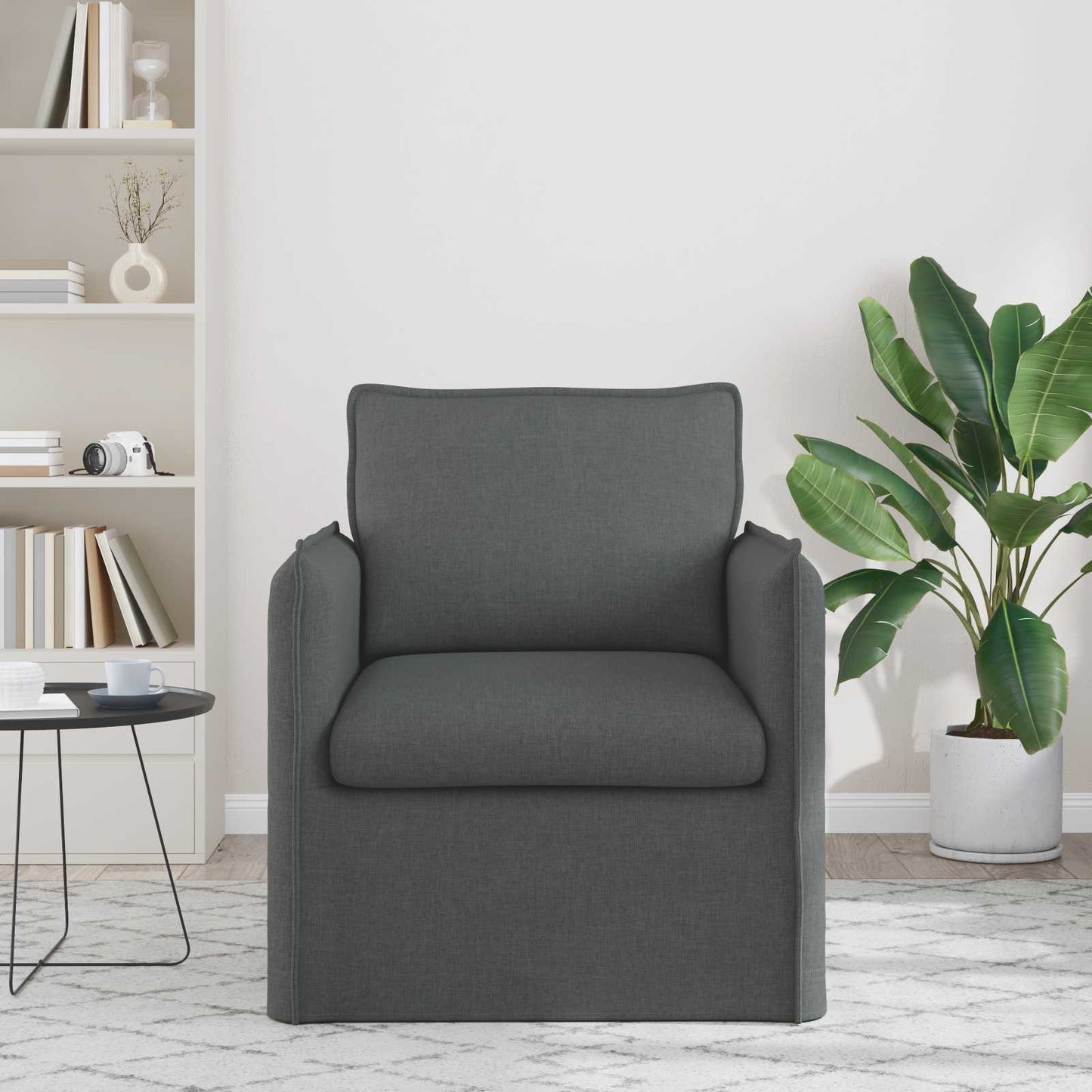 vidaXL Καναπές Σκούρο Γκρι 195 x 82 x 85 εκ ύφασμα