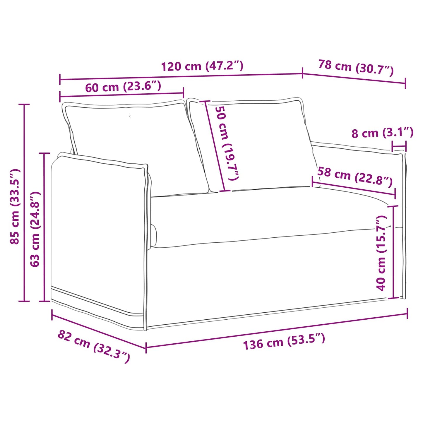 vidaXL Καναπές Μαύρο 136 x 82 x 85 εκ ύφασμα
