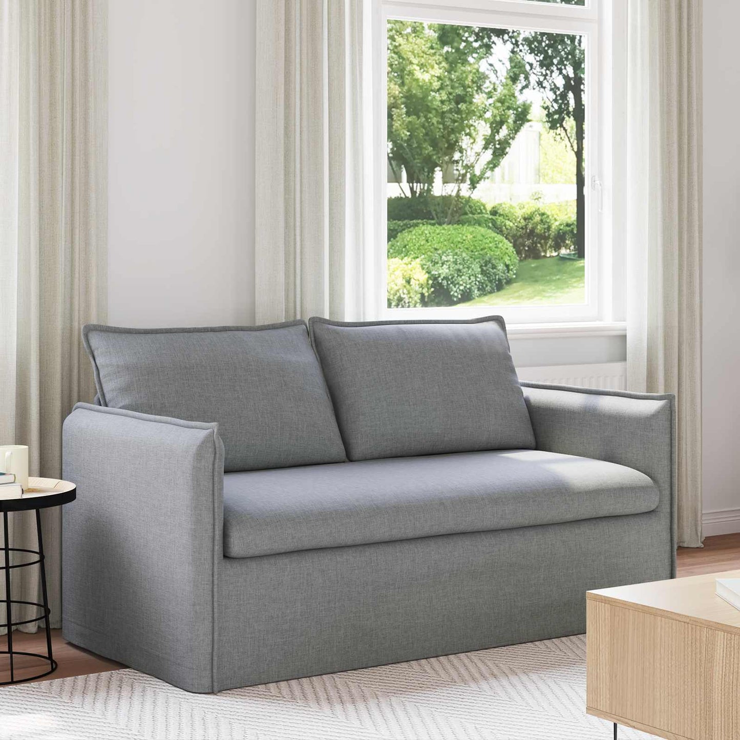 vidaXL Καναπές Ανοιχτό γκρι 156 x 82 x 85 εκ ύφασμα