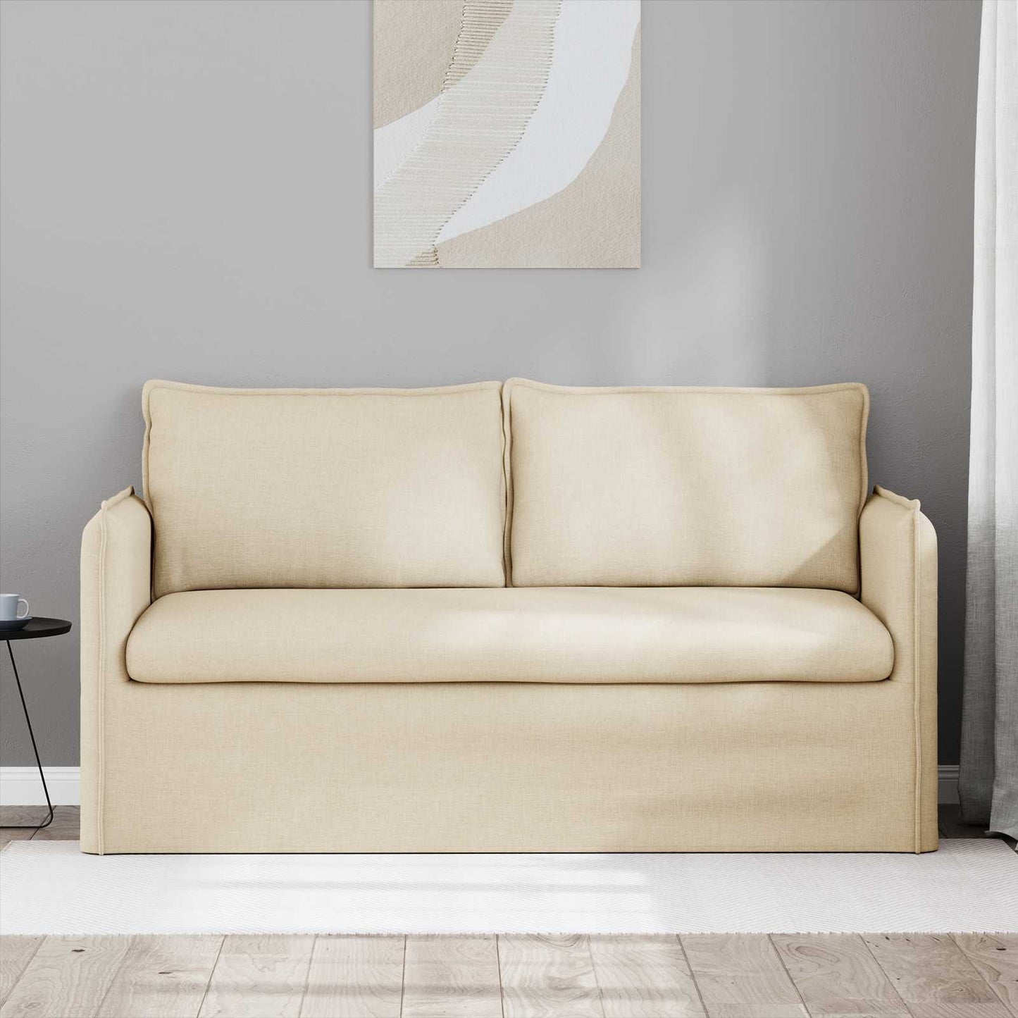 vidaXL Καναπές Κρεμ 156 x 82 x 85 εκ ύφασμα