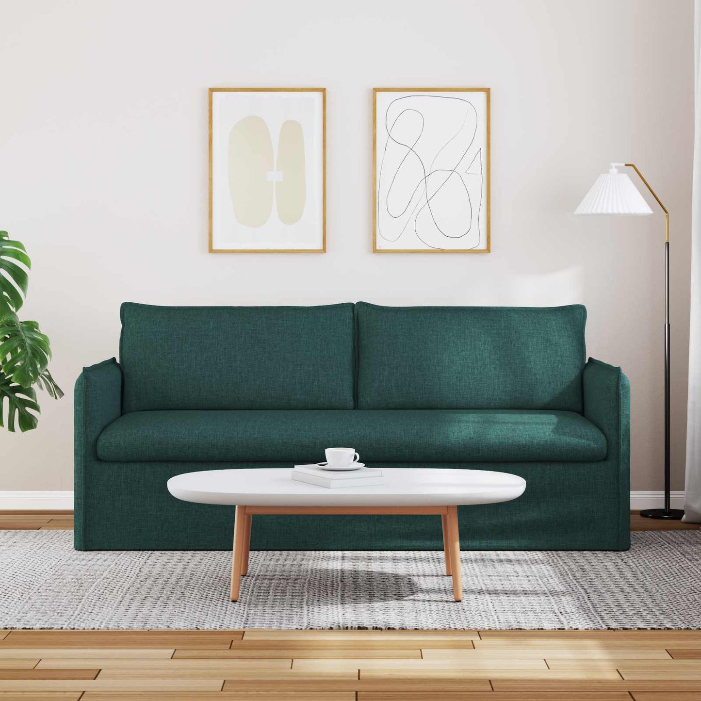 vidaXL Καναπές Σκούρο Πράσινο 196 x 82 x 85 εκ ύφασμα
