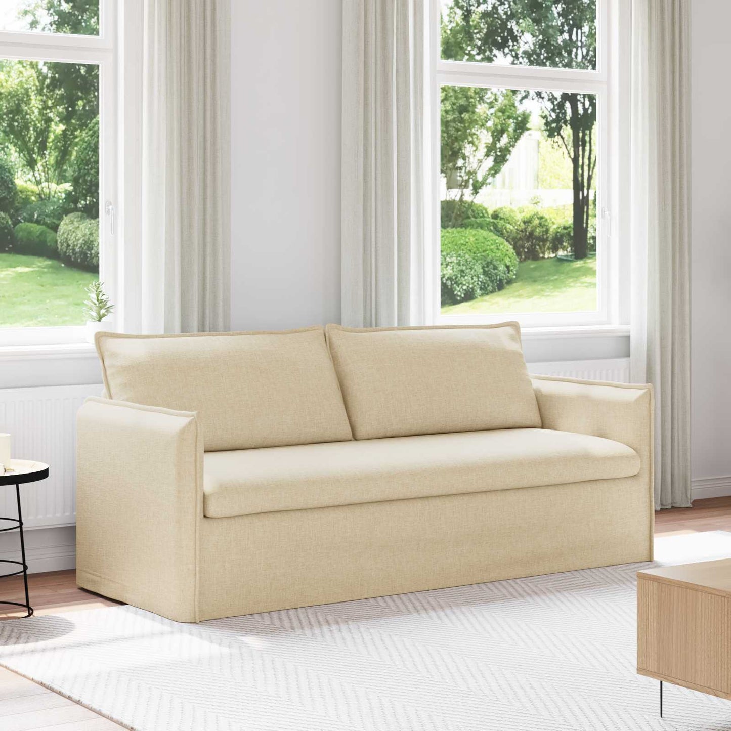 vidaXL Καναπές Κρεμ 196 x 82 x 85 εκ ύφασμα