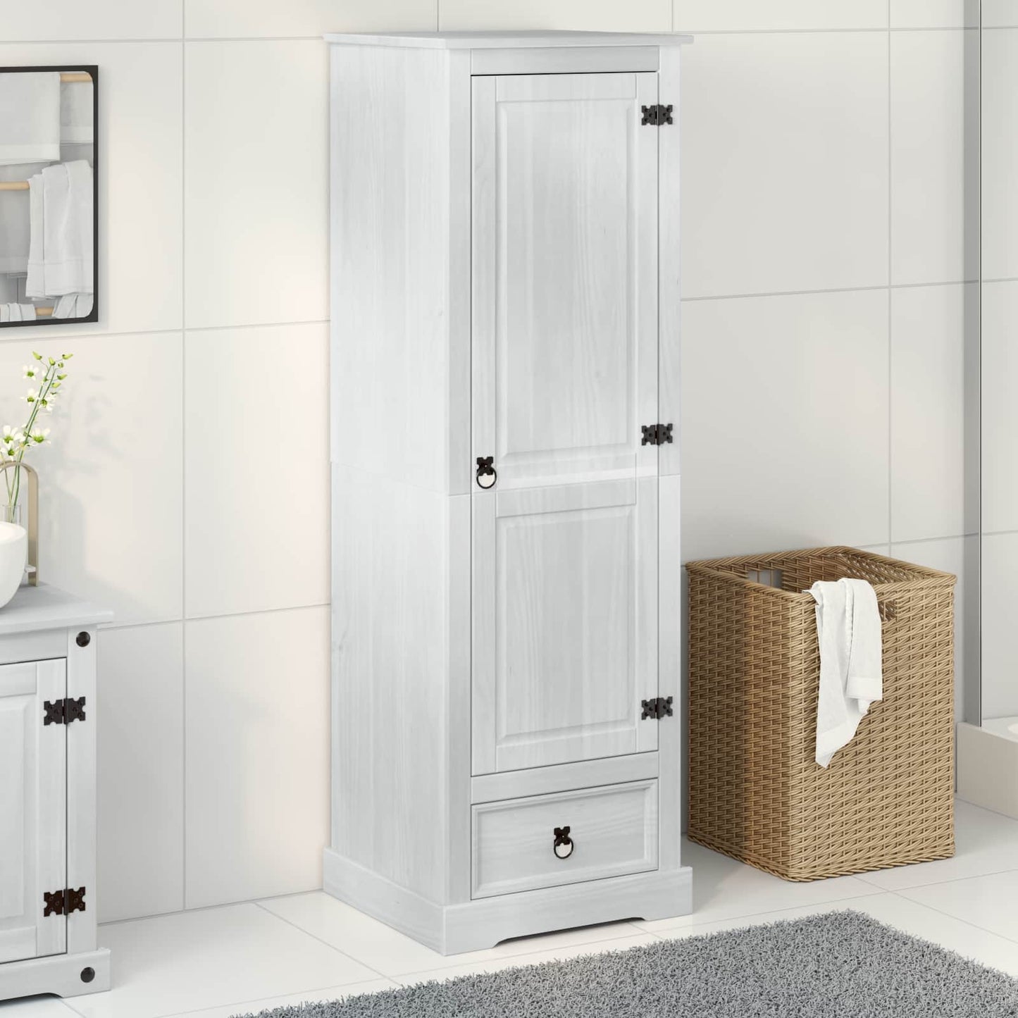 vidaXL Ντουλάπες με ράφι Λευκό 55 x 50 x 170 εκ. Στερεά ξυλεία πεύκου