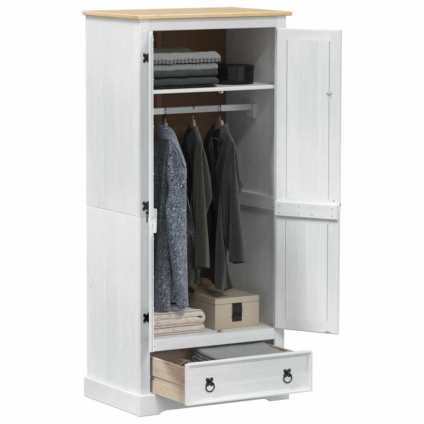 vidaXL Ντουλάπες με ράφι Λευκό 76 x 50 x 170 εκ. Στερεά ξυλεία πεύκου
