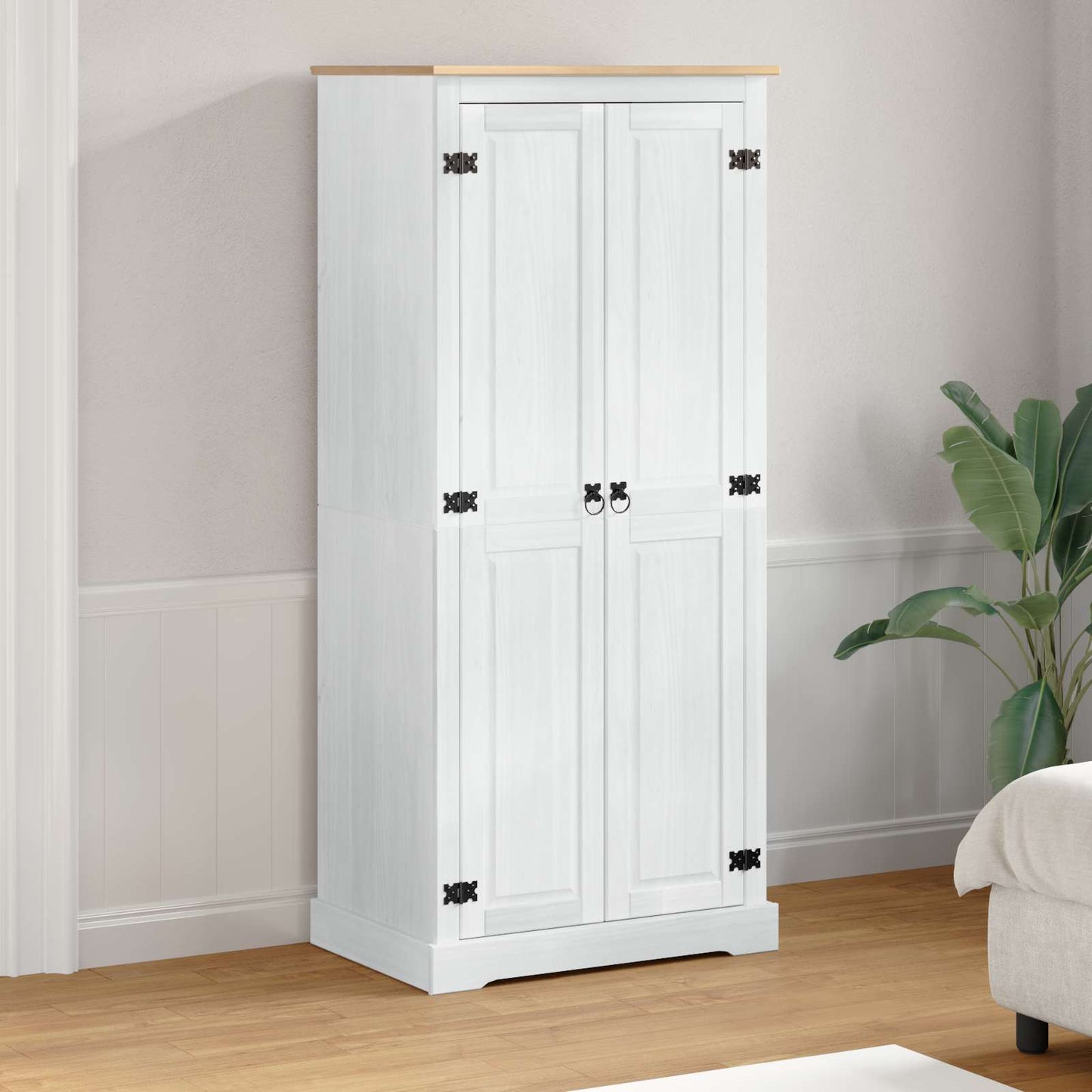 vidaXL Ντουλάπες με ράφι Λευκό 76 x 50 x 170 εκ. Στερεά ξυλεία πεύκου