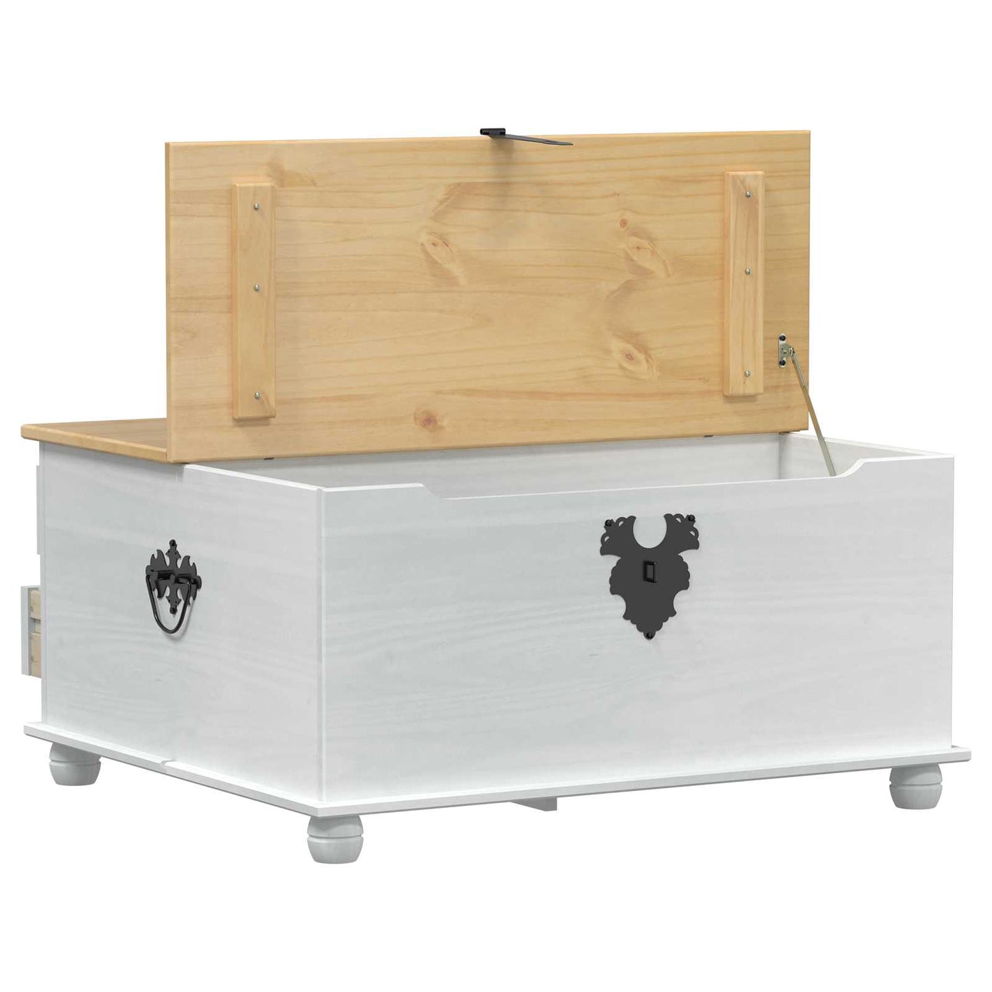vidaXL storage box με ράφι Λευκό 90 x78 x 45 εκ Στερεά ξυλεία πεύκου