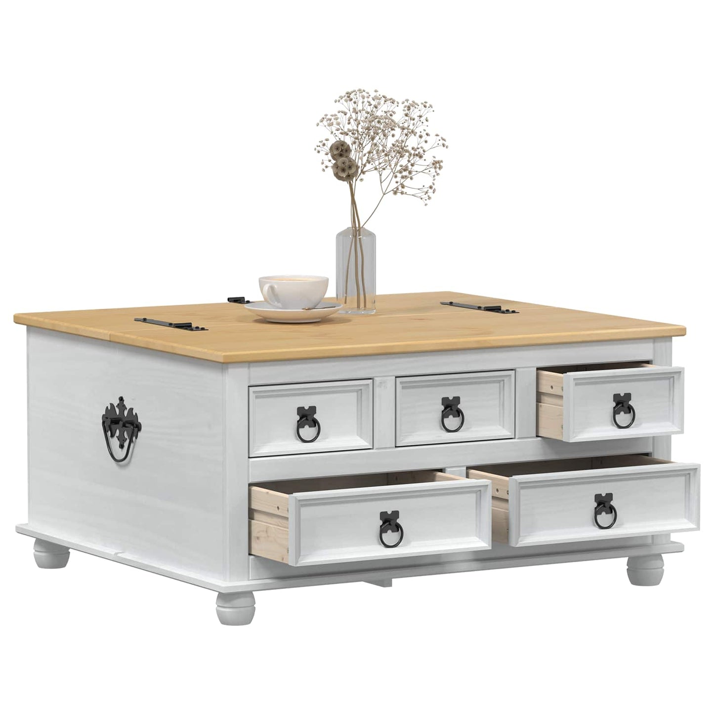 vidaXL storage box με ράφι Λευκό 90 x78 x 45 εκ Στερεά ξυλεία πεύκου