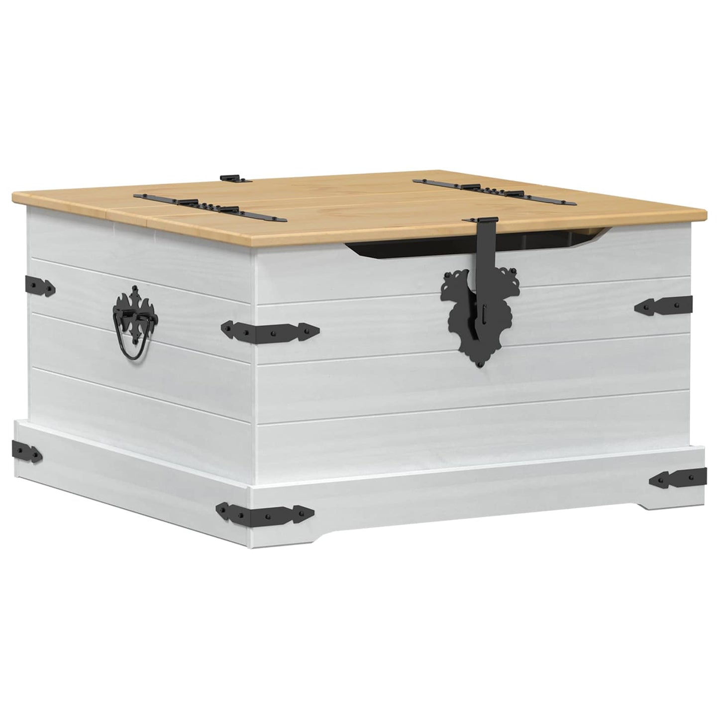 vidaXL storage box με ράφι Λευκό 78 x 78 x 45 εκ. Στερεά ξυλεία πεύκου