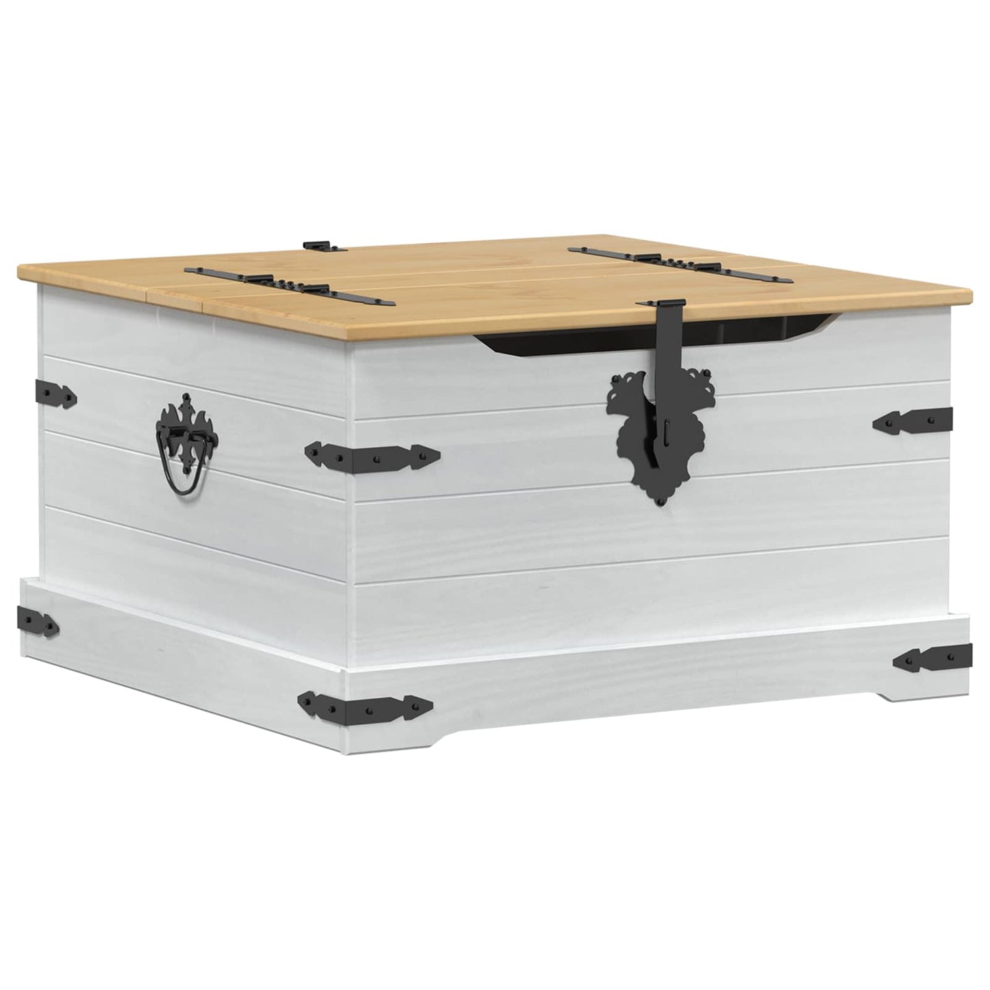 vidaXL storage box με ράφι Λευκό 78 x 78 x 45 εκ. Στερεά ξυλεία πεύκου