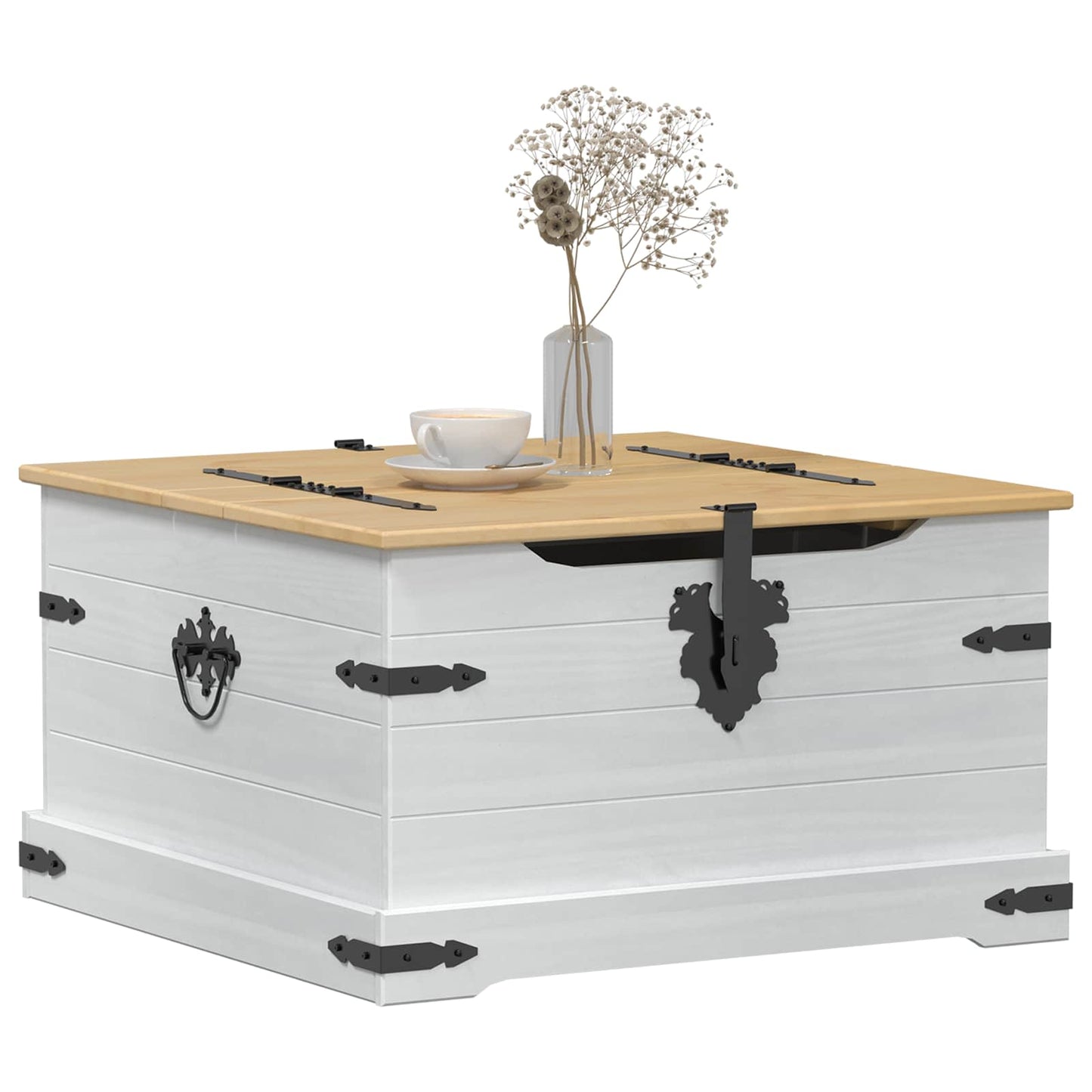 vidaXL storage box με ράφι Λευκό 78 x 78 x 45 εκ. Στερεά ξυλεία πεύκου