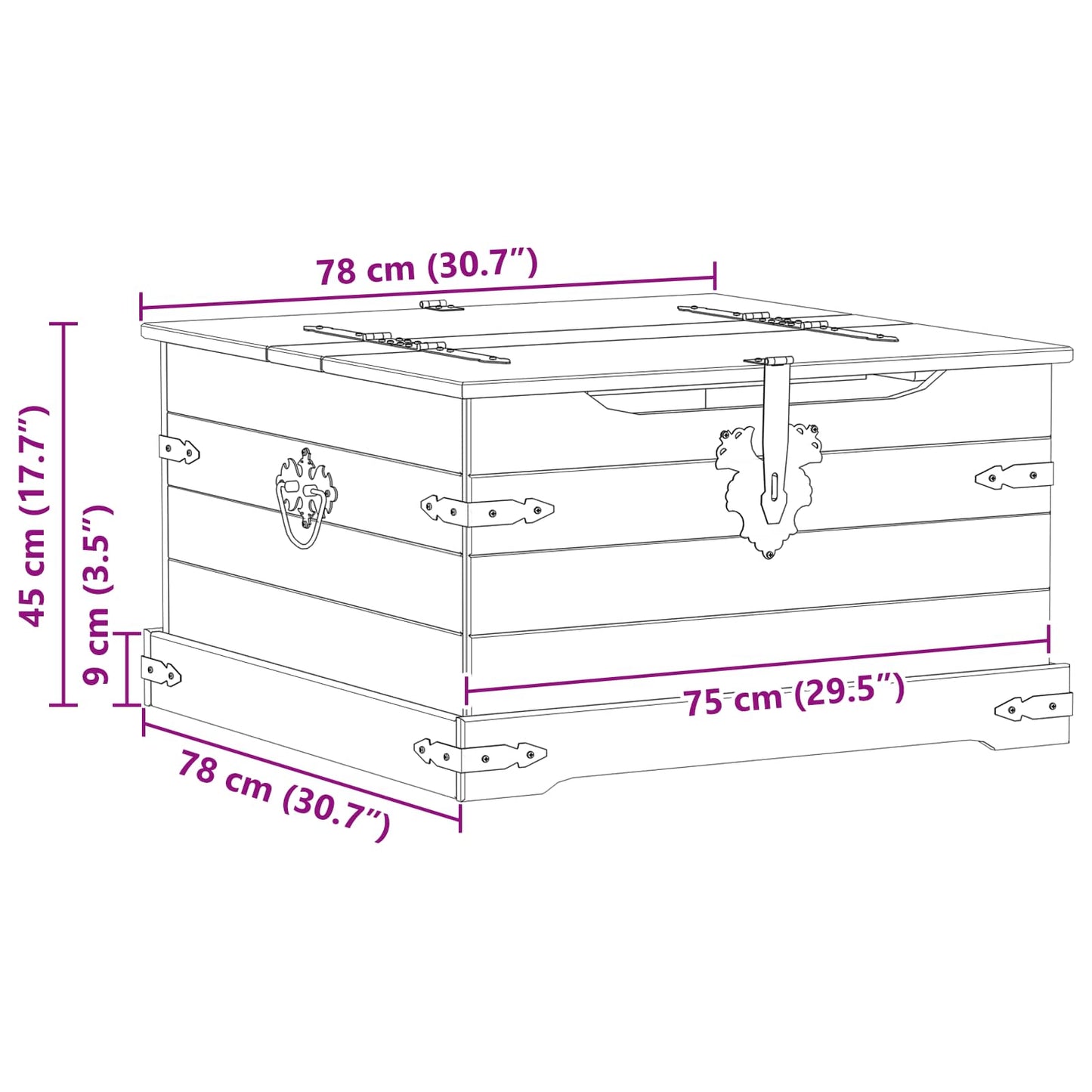 vidaXL storage box με ράφι Λευκό 78 x 78 x 45 εκ. Στερεά ξυλεία πεύκου