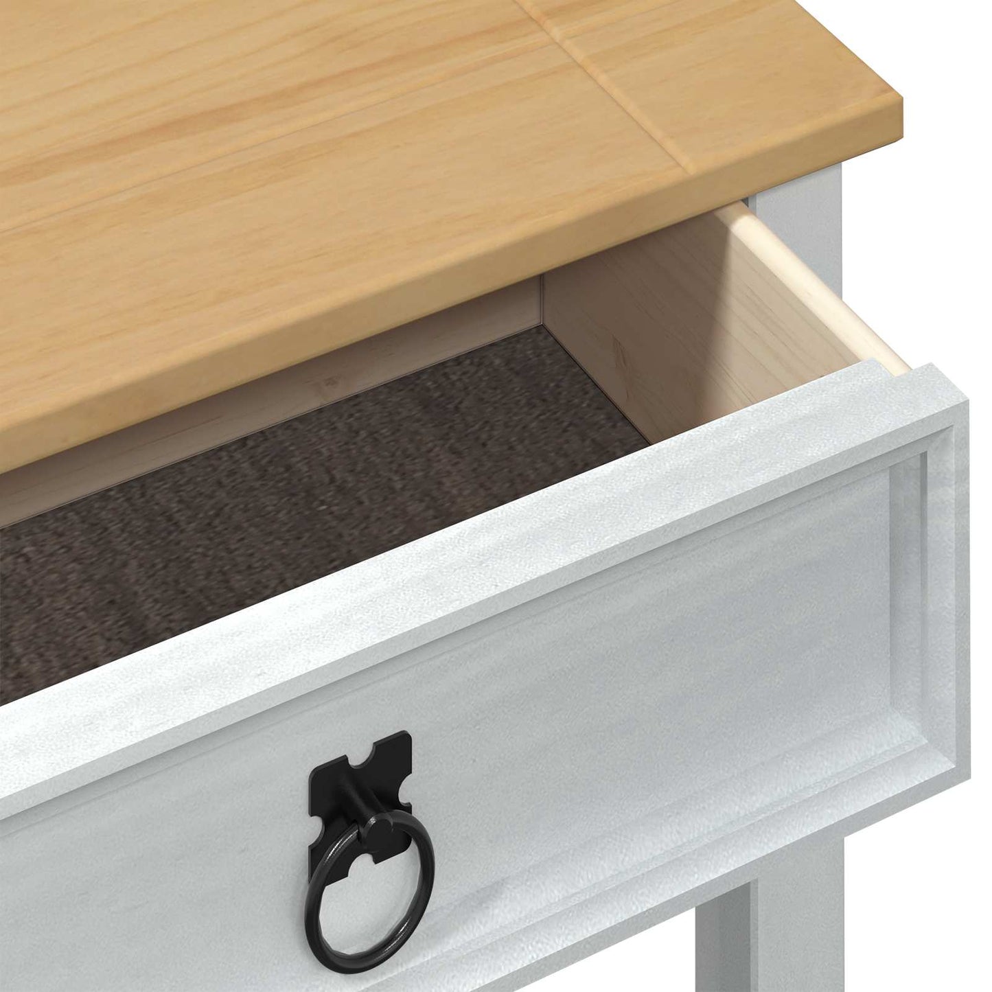 vidaXL Κονσόλα με συρτάρι Λευκό 55 x 35 x 73 εκ Στερεά ξυλεία πεύκου