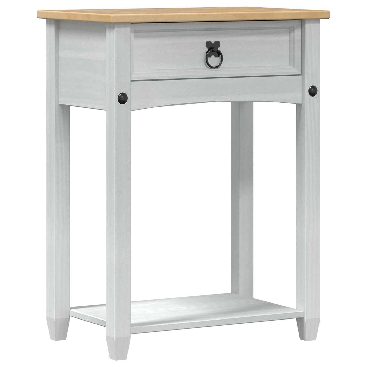 vidaXL Κονσόλα με συρτάρι Λευκό 55 x 35 x 73 εκ Στερεά ξυλεία πεύκου