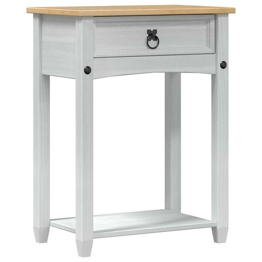 vidaXL Κονσόλα με συρτάρι Λευκό 55 x 35 x 73 εκ Στερεά ξυλεία πεύκου