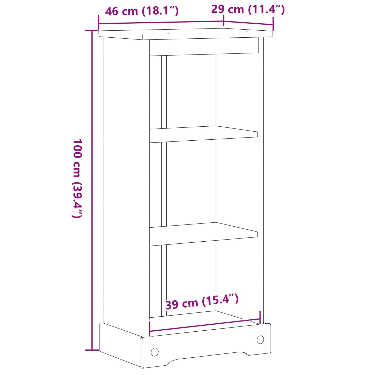 vidaXL Βιβλιοθήκη Λευκό 46 x 29 x 100 εκ. Στερεά ξυλεία πεύκου