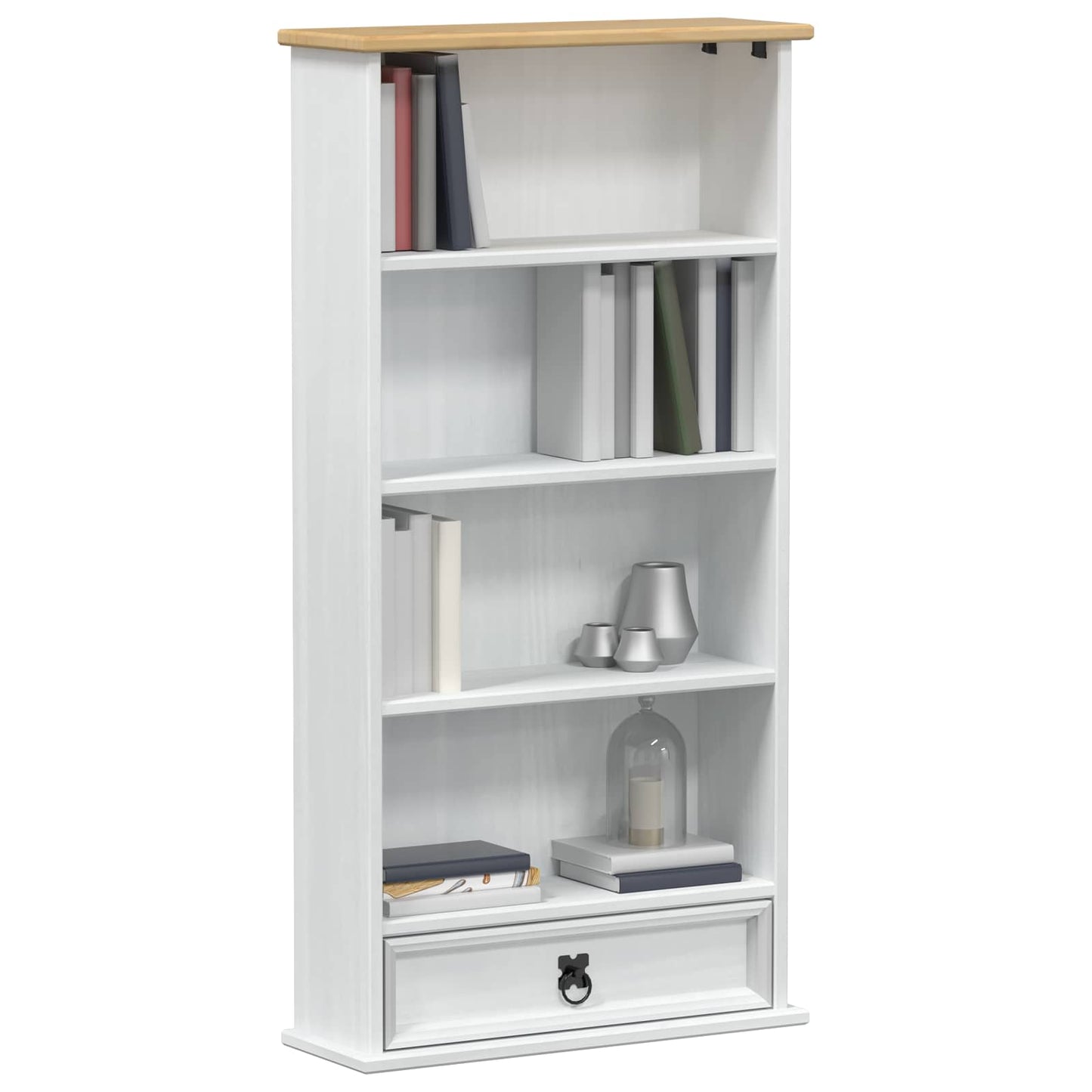 vidaXL Ντουλάπα CD Λευκό 52 x 17.5 x 103 εκ Στερεά ξυλεία πεύκου