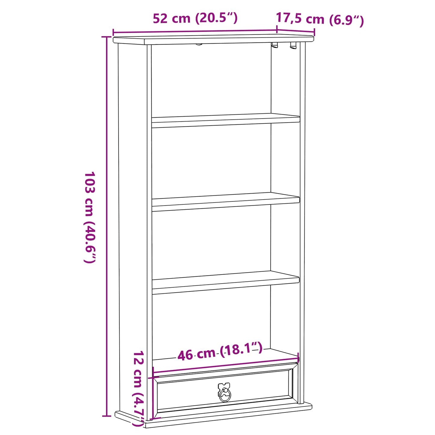 vidaXL Ντουλάπα CD Λευκό 52 x 17.5 x 103 εκ Στερεά ξυλεία πεύκου