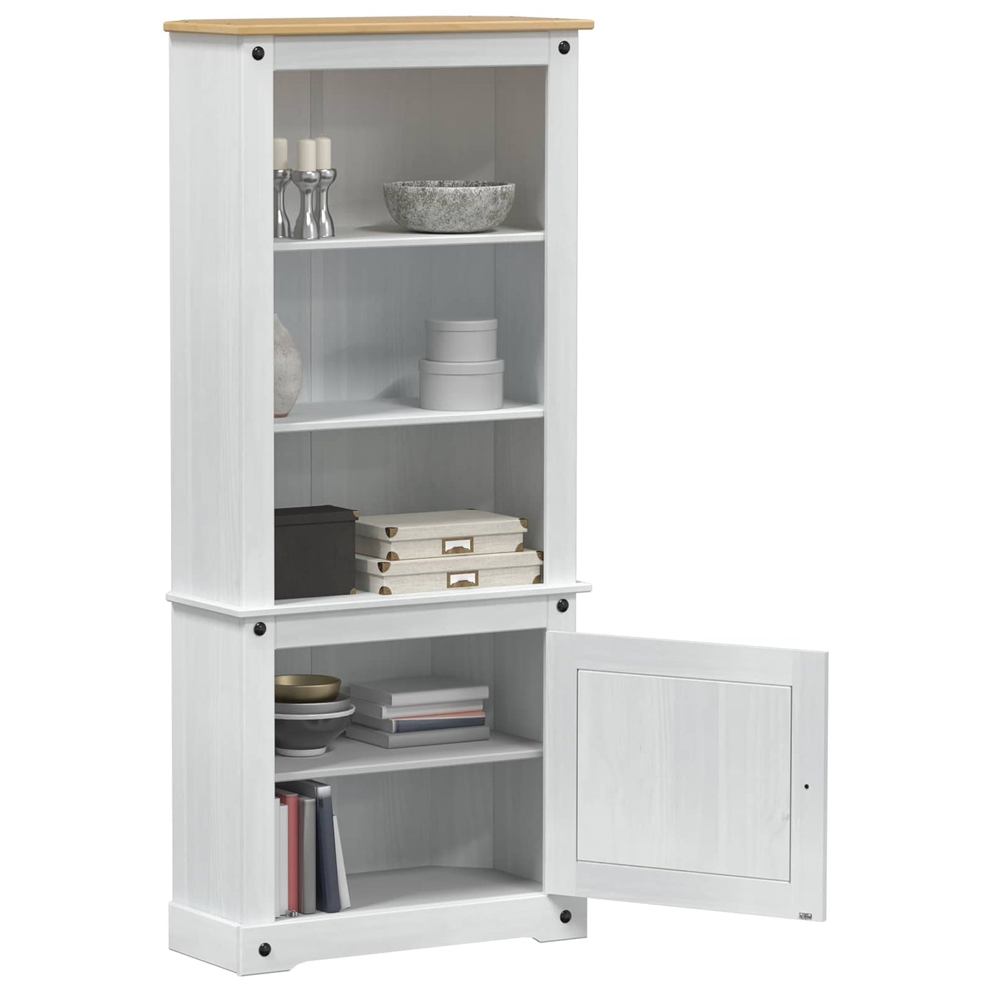 vidaXL Highboard Λευκό 74 x 38 x 170 εκ. Στερεά ξυλεία πεύκου