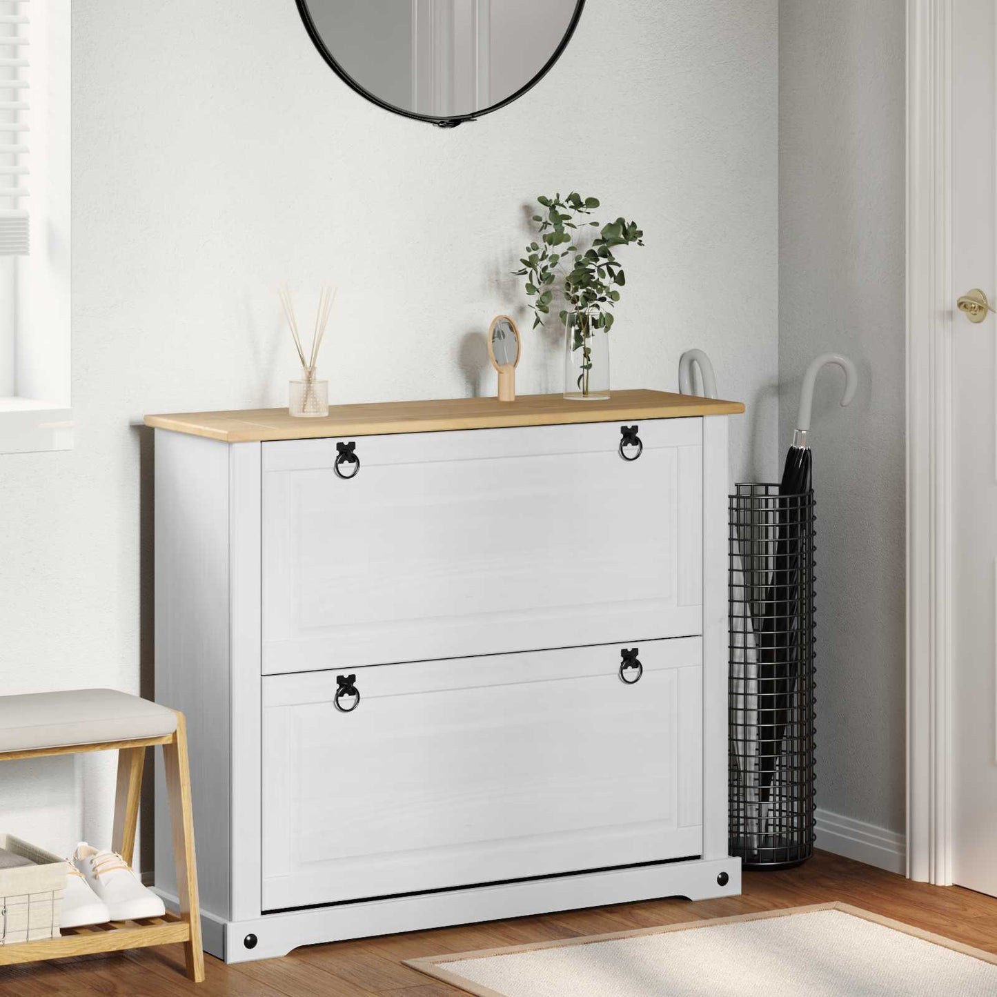 vidaXL Ντουλάπα Παπουτσιών με ράφι Corona Λευκό 99 x 32 x 85 εκ.