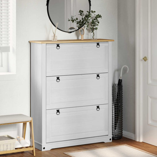 vidaXL Ντουλάπα Παπουτσιών με συρτάρι Corona Λευκό 99 x 32 x 122 εκ.
