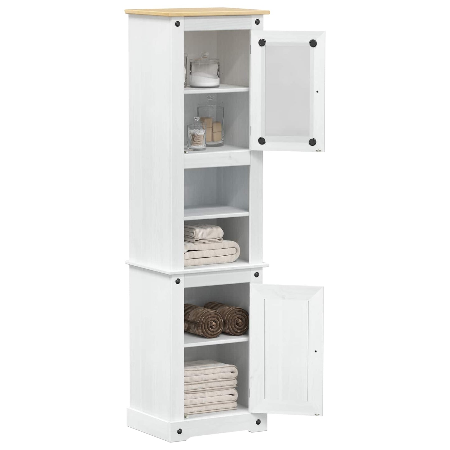 vidaXL Ντουλάπι Μπάνιου Λευκό 50 x 40 x 185 εκ. Στερεά ξυλεία πεύκου