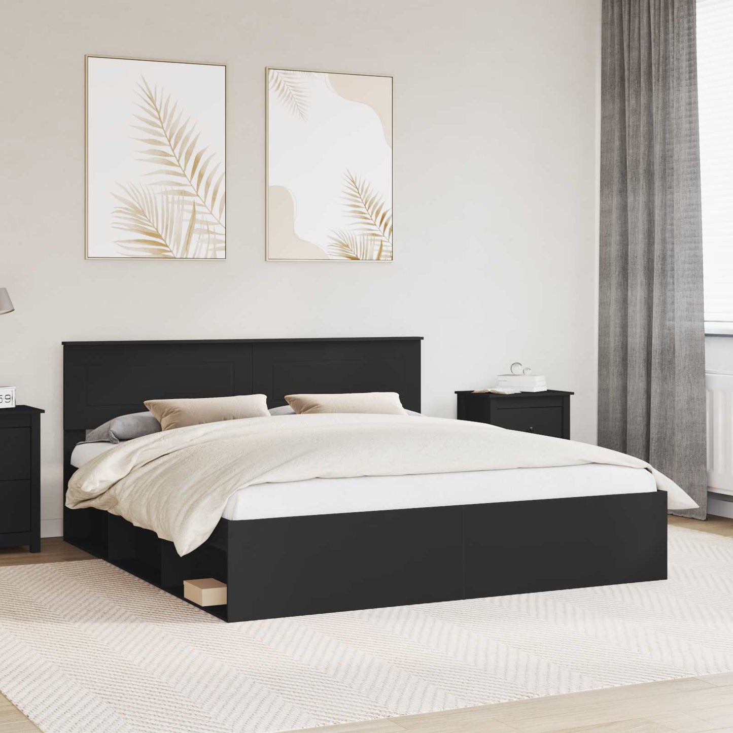 vidaXL Σκελετός Κρεβατιού Μαύρο 180 x 200 cm Επεξεργασμένο ξύλο
