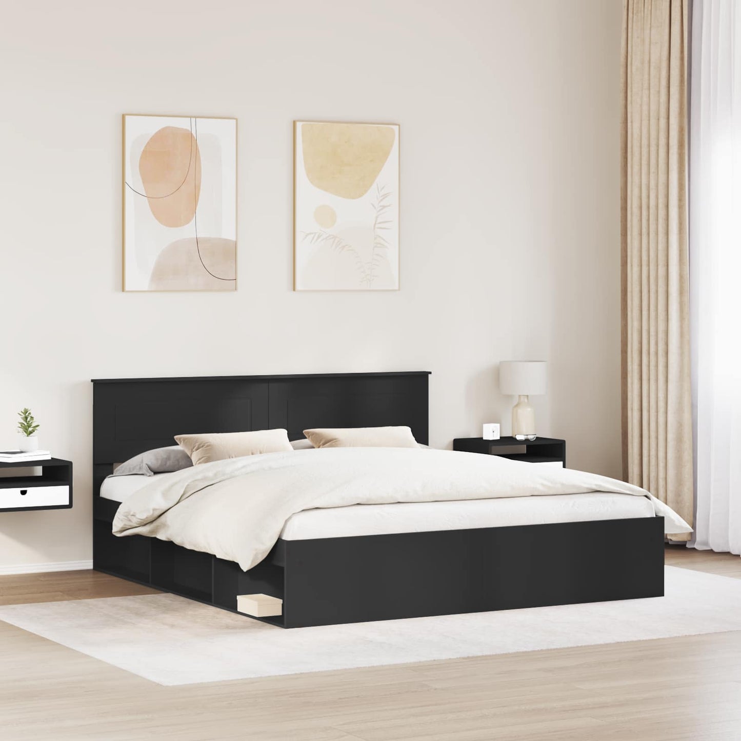 vidaXL Σκελετός Κρεβατιού Μαύρο 180 x 200 cm Επεξεργασμένο ξύλο