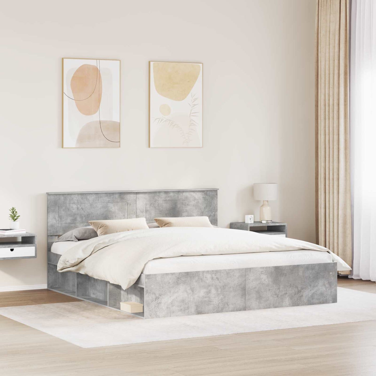 vidaXL Σκελετός Κρεβατιού Σκυρόδεμα 180 x 200 cm Επεξεργασμένο ξύλο
