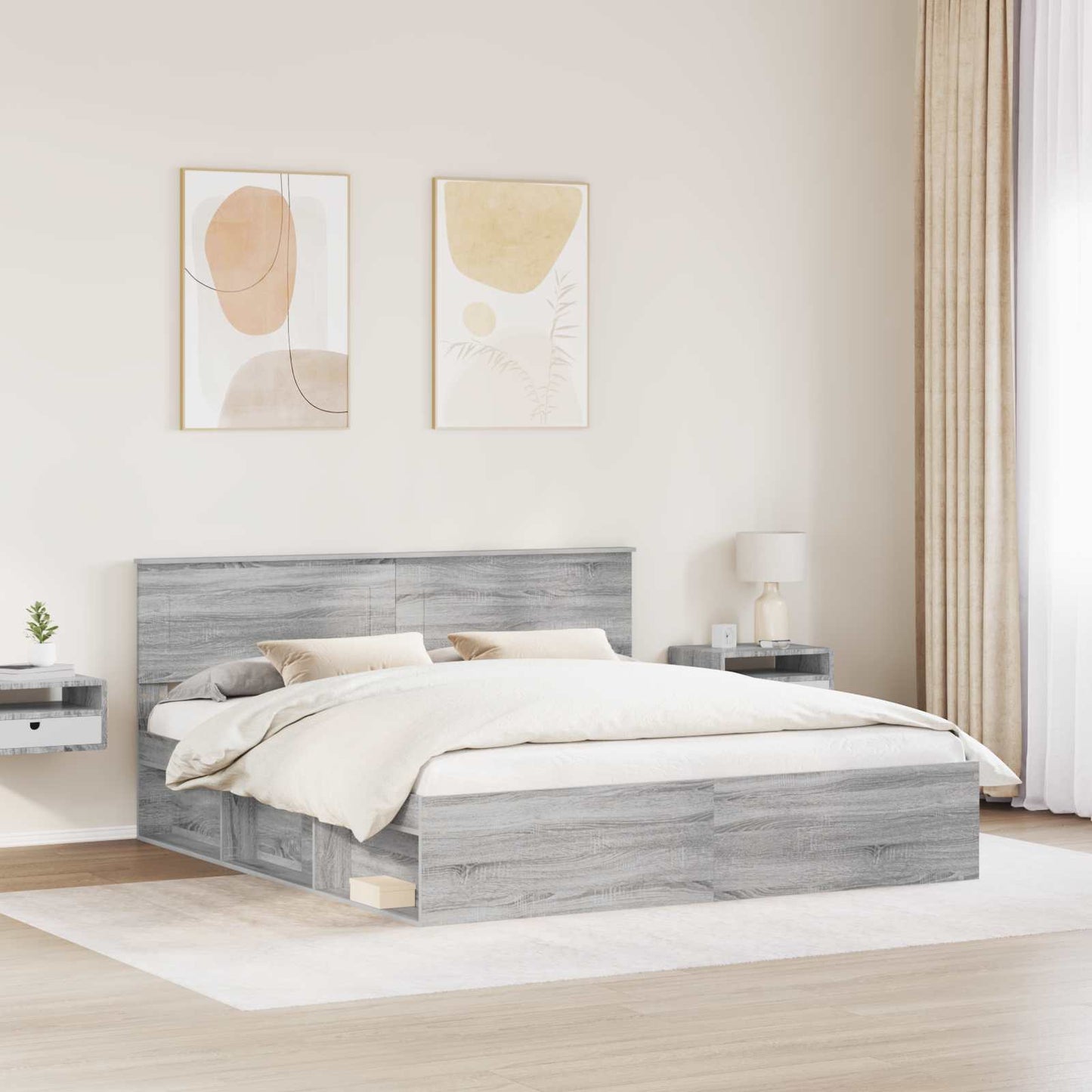 vidaXL Σκελετός Κρεβατιού με κεφαλάρι Γκρίζο Σονομα 180 x 200 cm