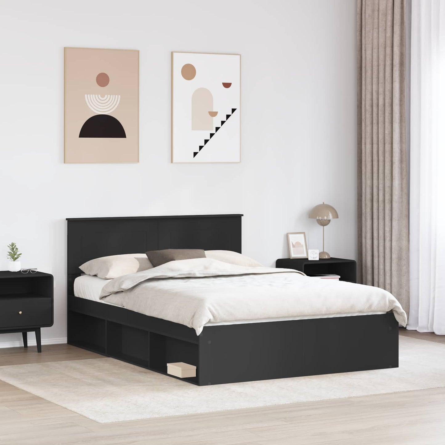vidaXL Σκελετός Κρεβατιού Μαύρο 160 x 200 cm Επεξεργασμένο ξύλο