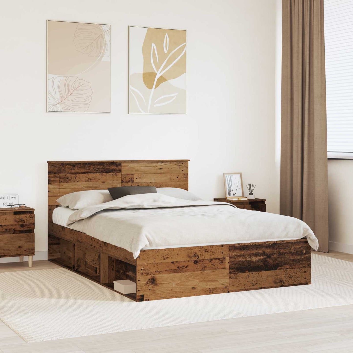 vidaXL Σκελετός Κρεβατιού Παλιό ξύλο 150 x 200 cm Επεξεργασμένο ξύλο