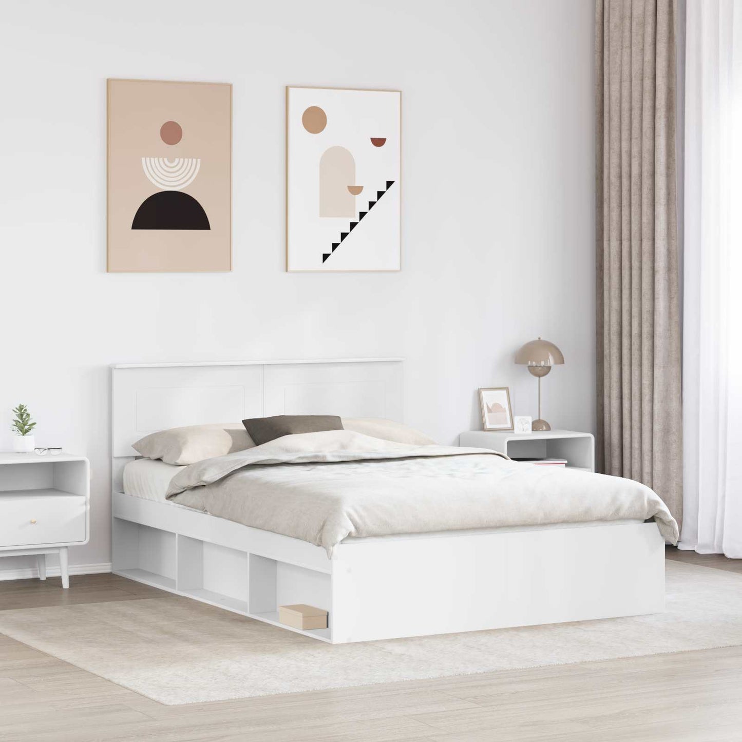 vidaXL Σκελετός Κρεβατιού Λευκό 140 x 190 cm Επεξεργασμένο ξύλο