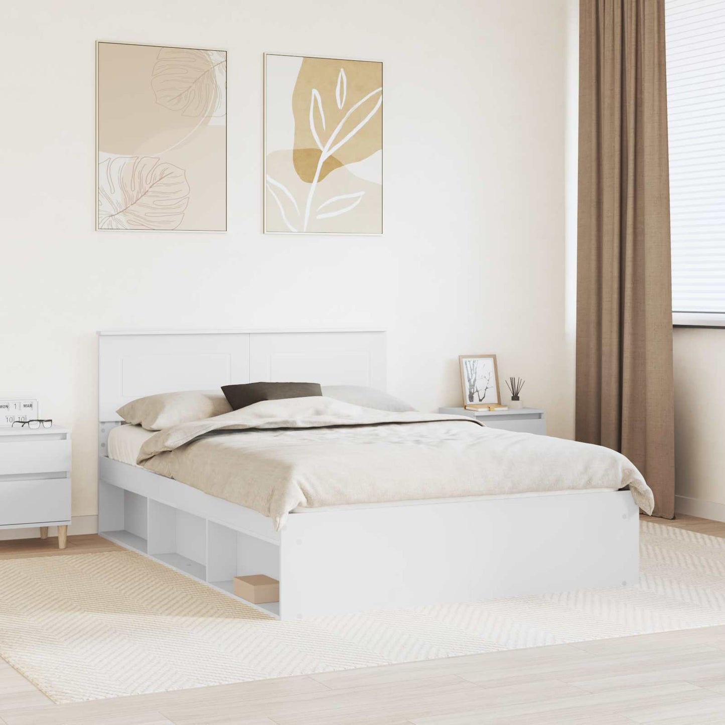 vidaXL Σκελετός Κρεβατιού Λευκό 140 x 200 cm Επεξεργασμένο ξύλο