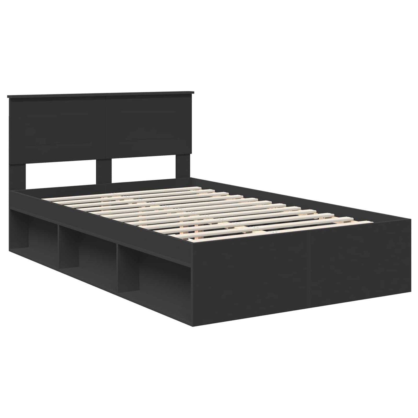 vidaXL Σκελετός Κρεβατιού Μαύρο 135 x 190 cm Επεξεργασμένο ξύλο