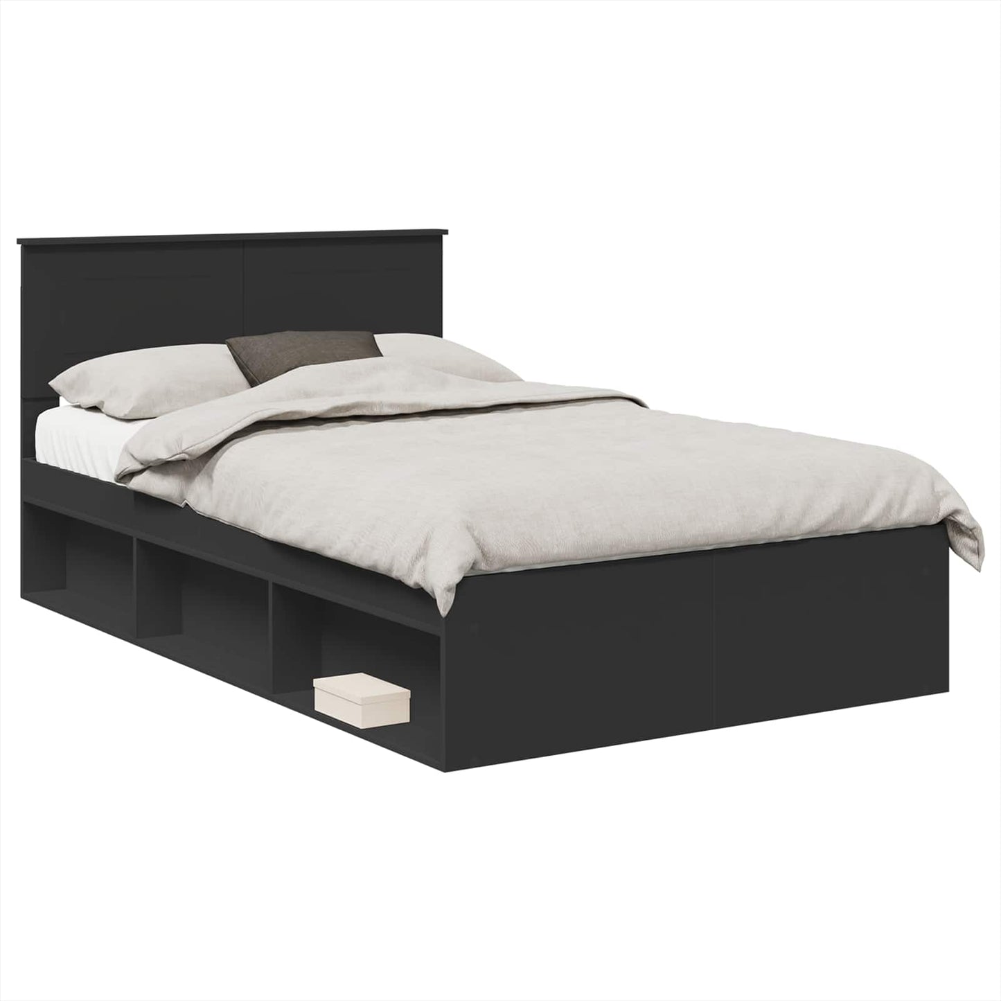 vidaXL Σκελετός Κρεβατιού Μαύρο 120 x 190 cm Επεξεργασμένο ξύλο
