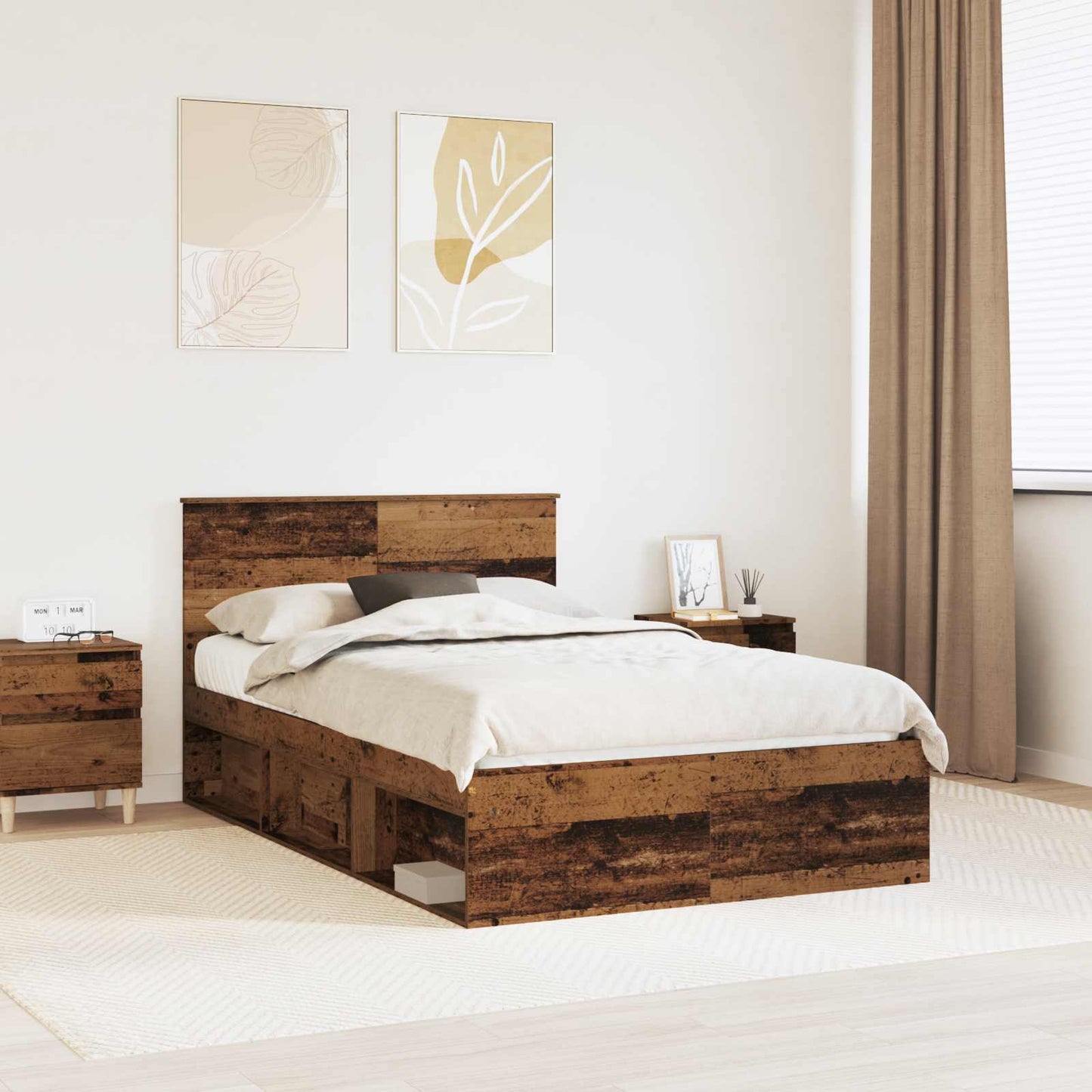 vidaXL Σκελετός Κρεβατιού Παλιό ξύλο 120 x 200 cm Επεξεργασμένο ξύλο