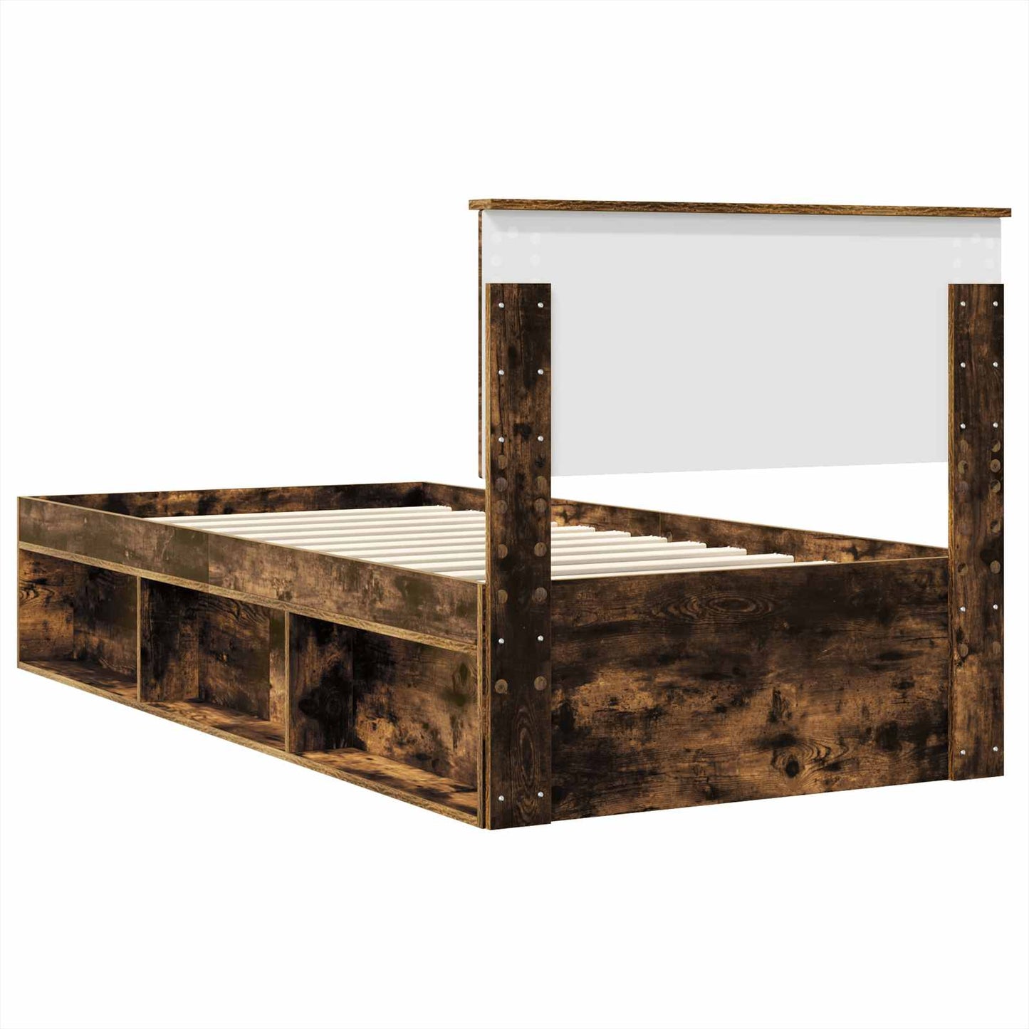 vidaXL Σκελετός Κρεβατιού με κεφαλάρι Καπνιστό Δρύς 100 x 200 cm